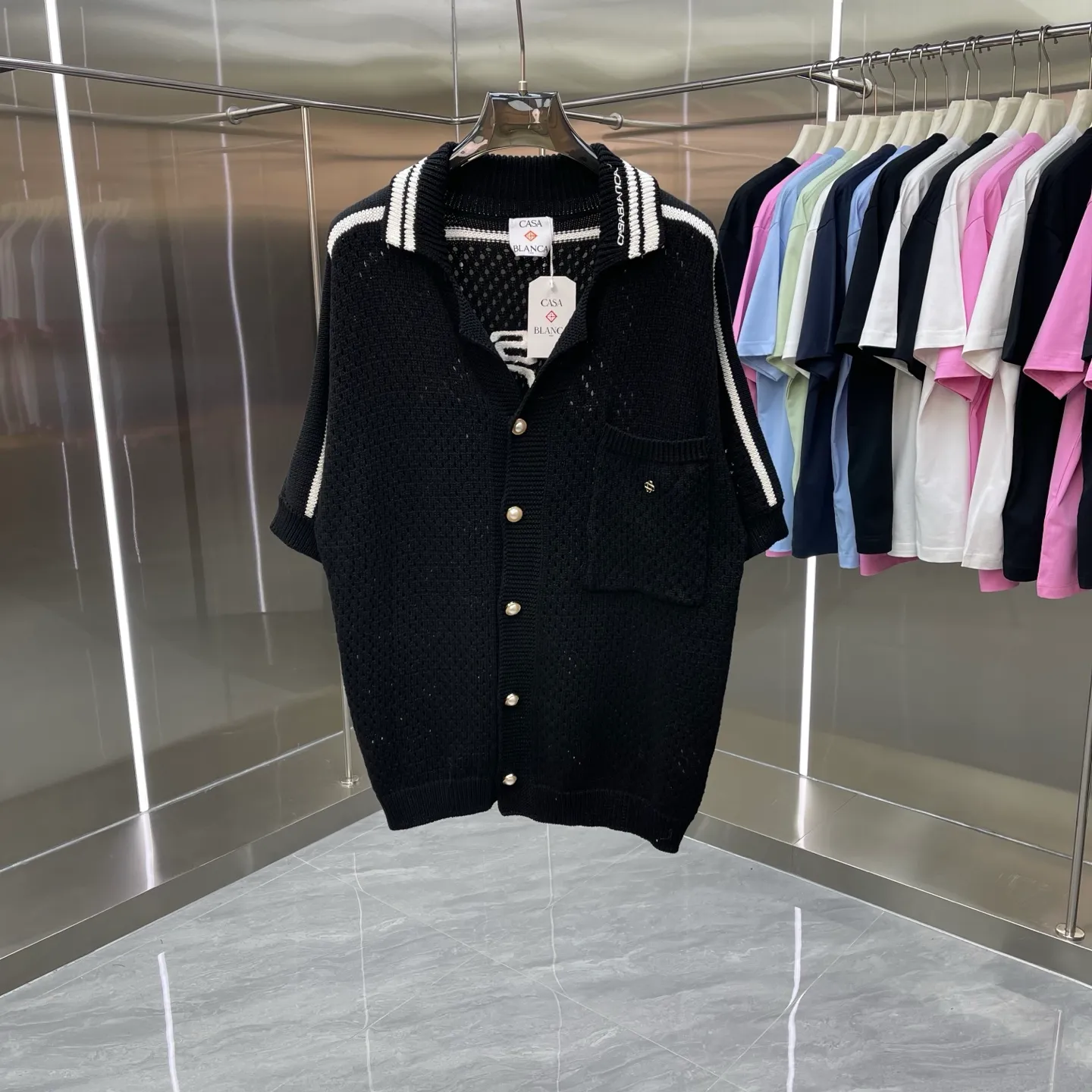 CASABLANCA Casablanca sweater suit Original development, comfortable upper body, imported equipment, original high-density embroidered seal, two-color splicing, hand-sewn cuffs + hem, OEM by domestic first-line brand Factory, impeccable workmanship Sizes: S M L XL